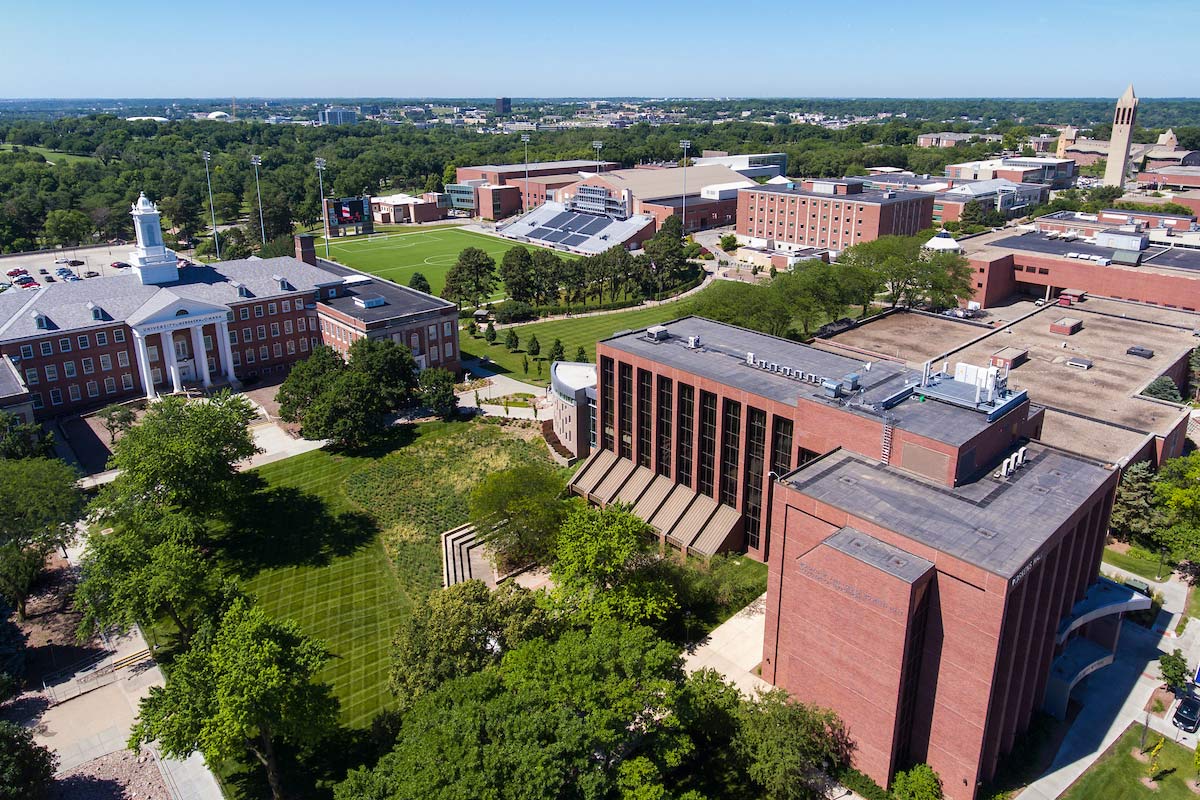 Aerial photograph of UNO's Dodge Campus, 2017.