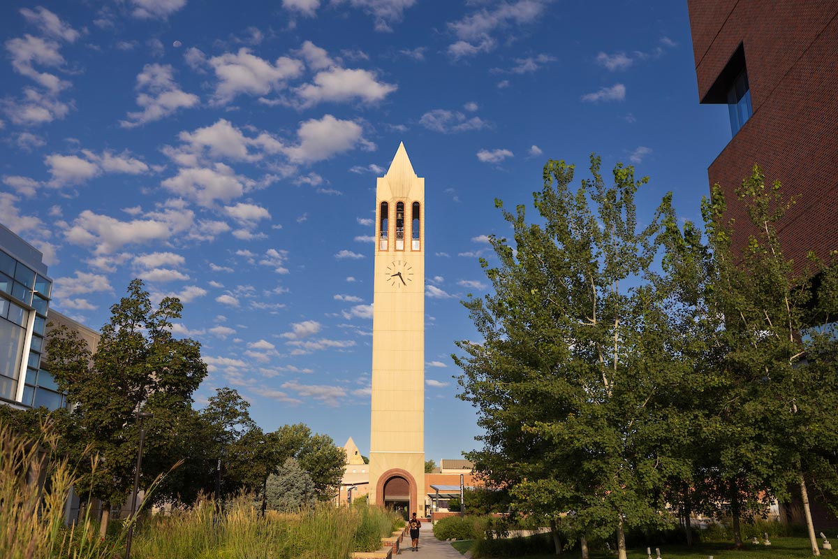 Looking west toward the Henningson Memorial Campanile.