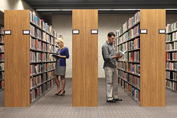 students in library