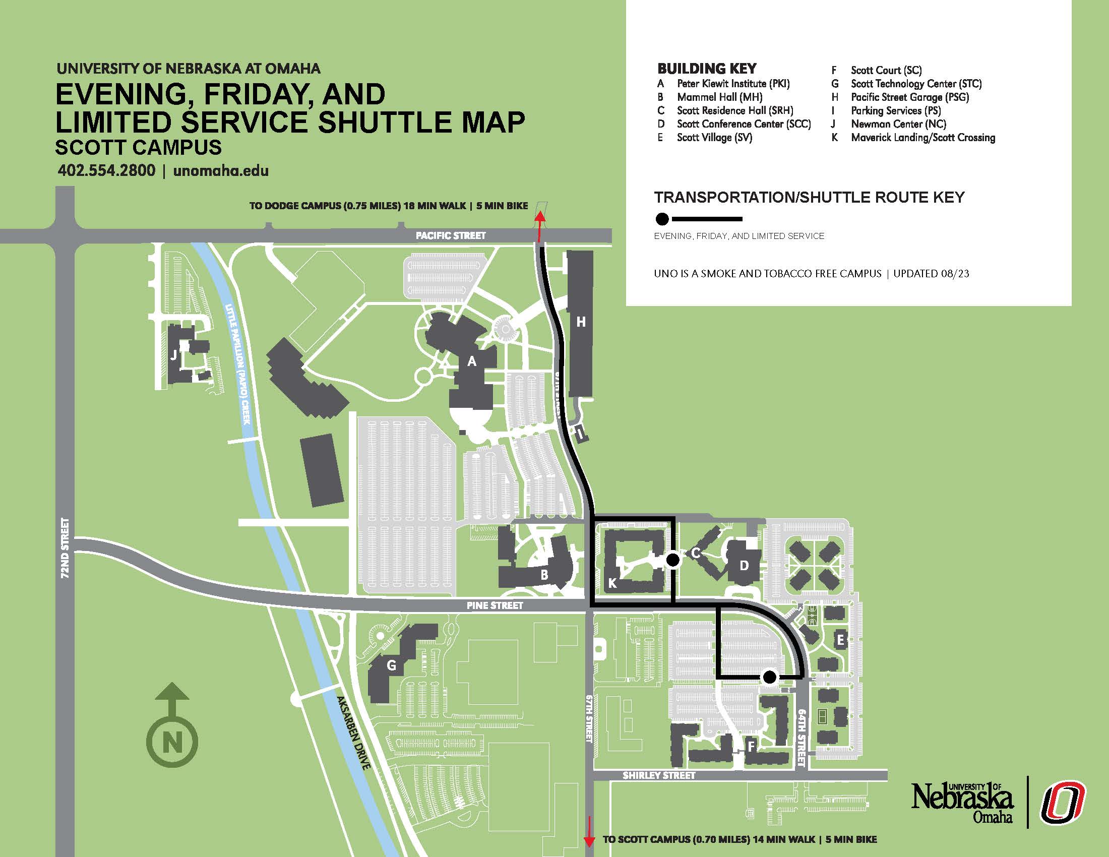 Map of Evening Shuttle Service.