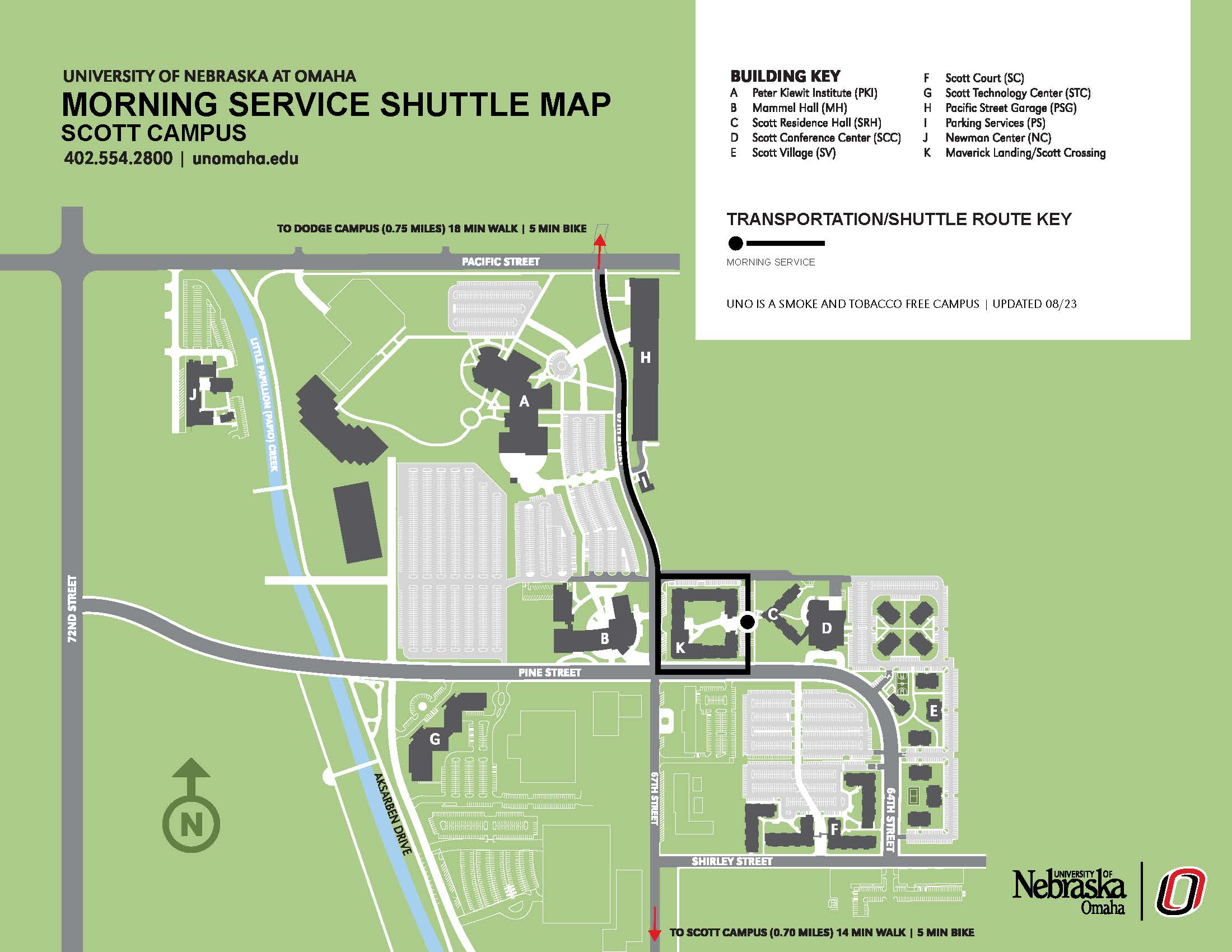 Map of Morning Shuttle Service.