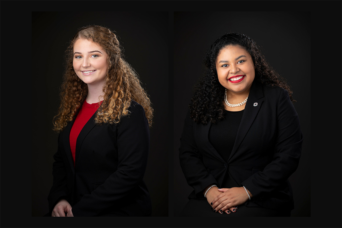 Student Body President and Student Regent Maeve Hemmer (left) and Vice President Amy Lopez Hernandez (right).
