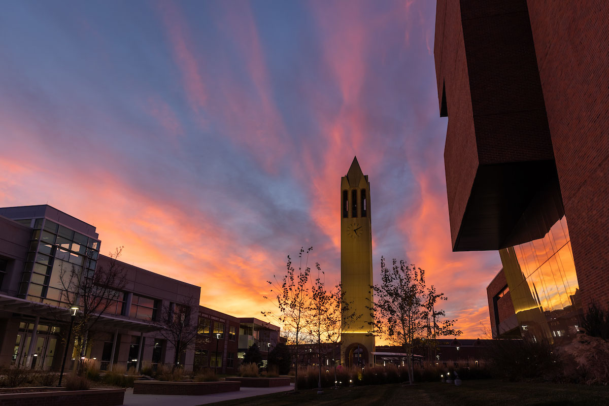 uno campus at dusk.