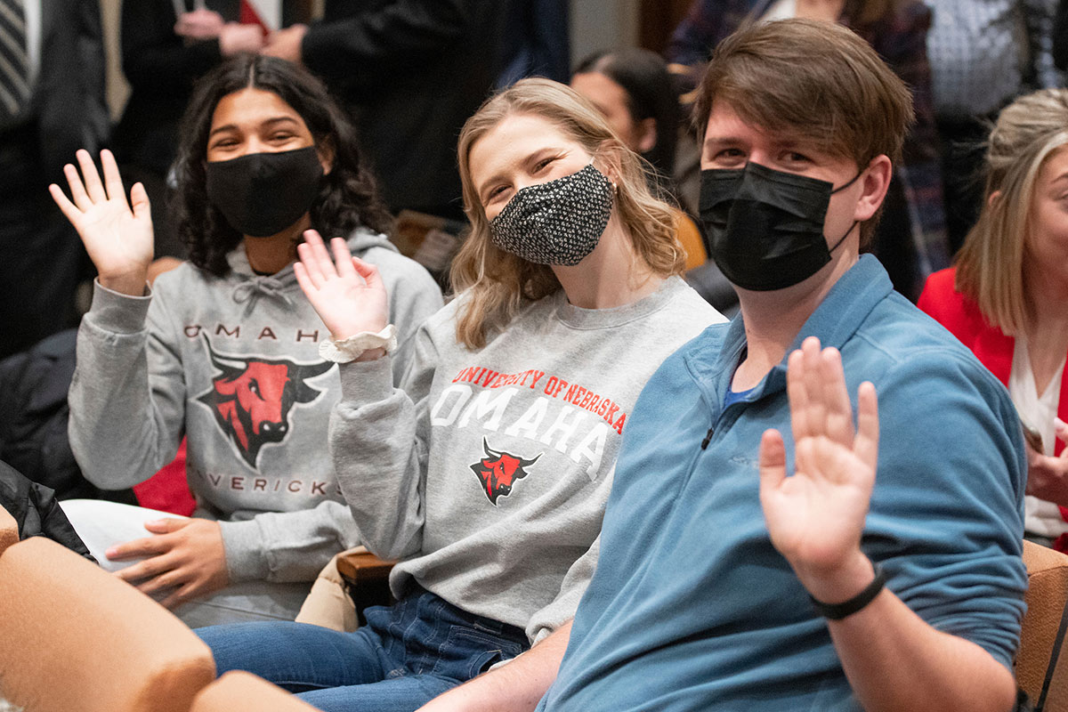 UNO students attend "I Love NU" Day at the Nebraska State Capitol.