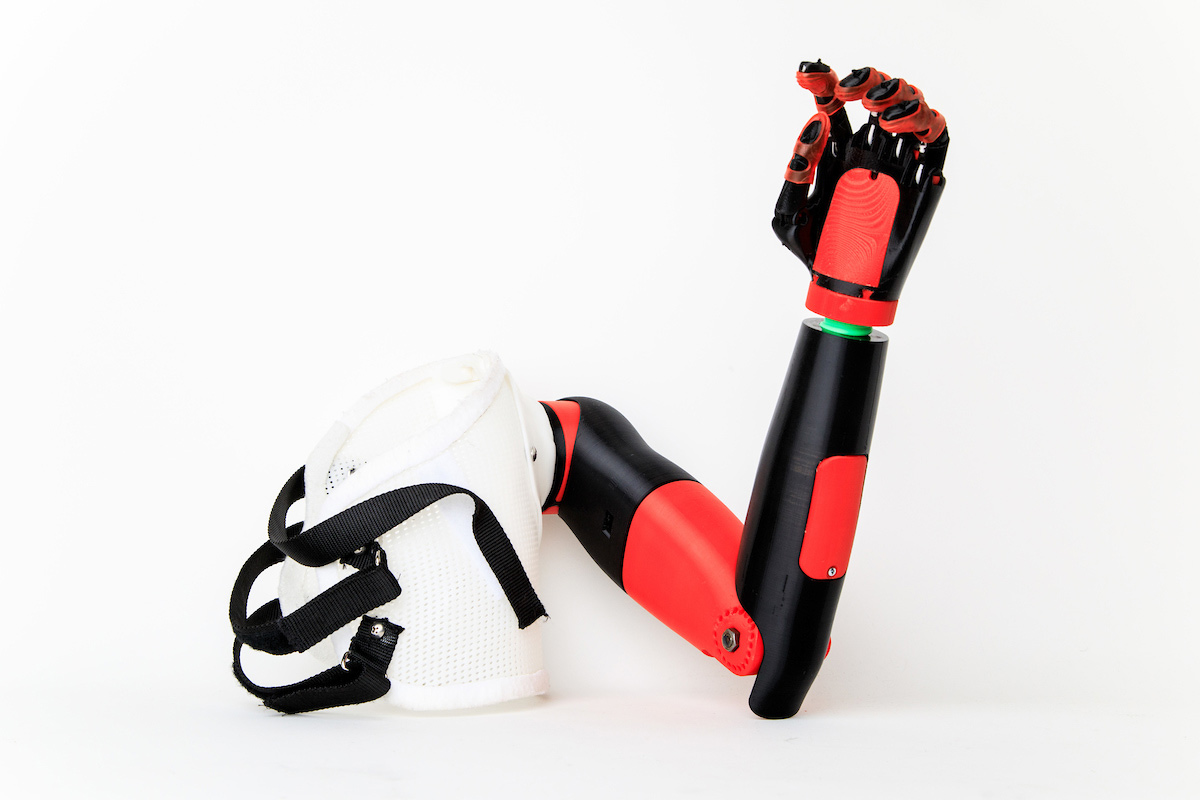 Biomechanics 3-D printed arm and shoulder. Photo: UNO Office of Strategic Marketing and Communications.