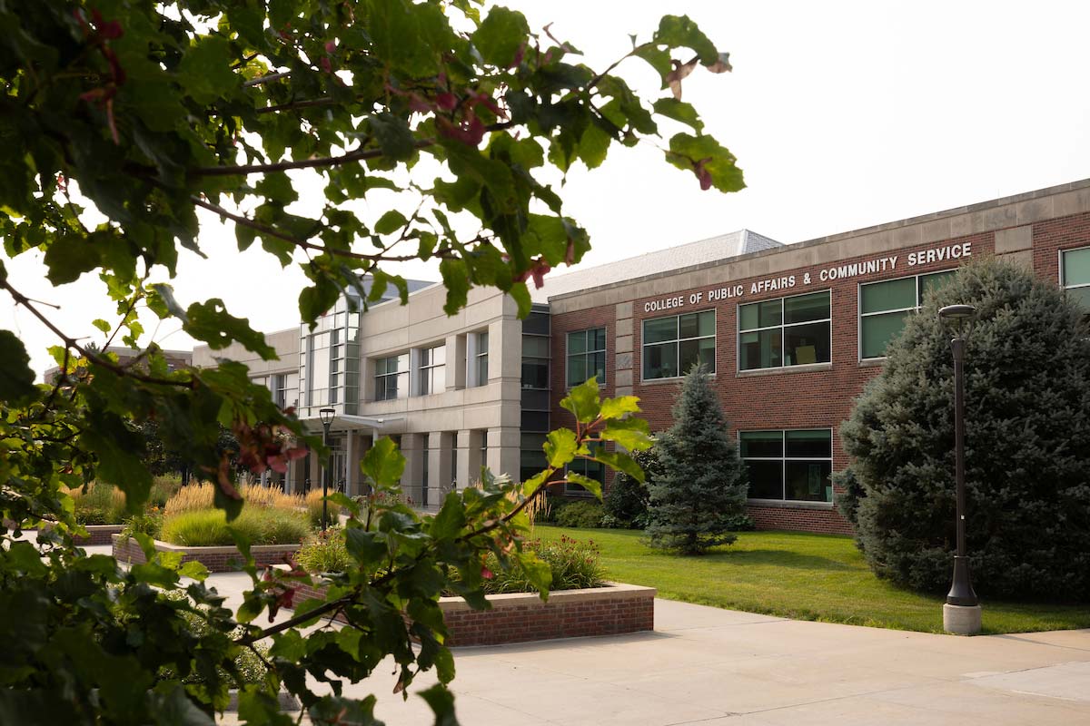 College of Public Affairs and Community Service Building. Photo: Ryan Soderlin, Office of Strategic Marketing and Communications.