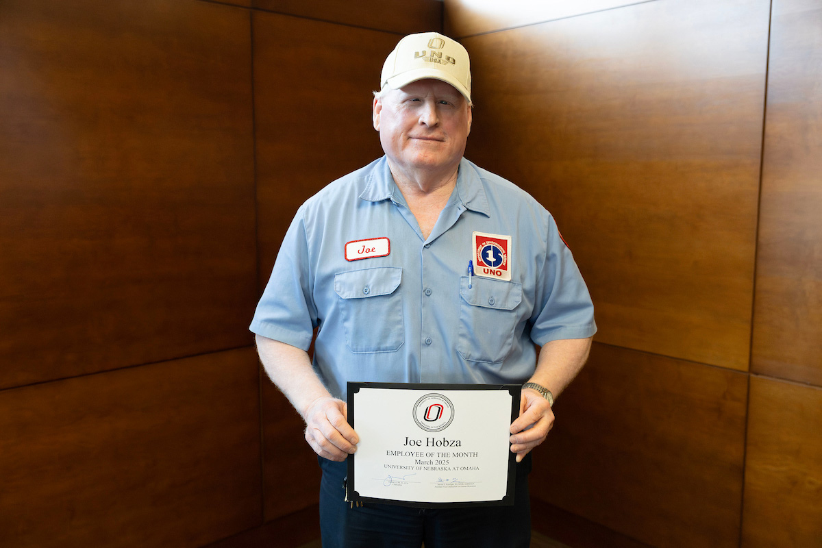 Joe Hobza with his certificate.