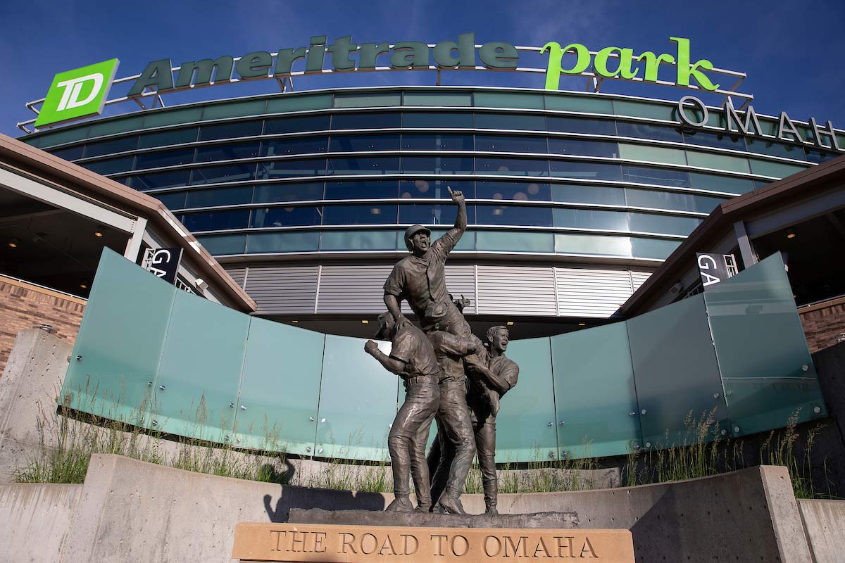 "The Road to Omaha" sculpture was designed by former UNO student John Labja, who used 13 UNO students as models for the statue, which now stands outside TD Ameritrade Park as a tribute to the College World Series