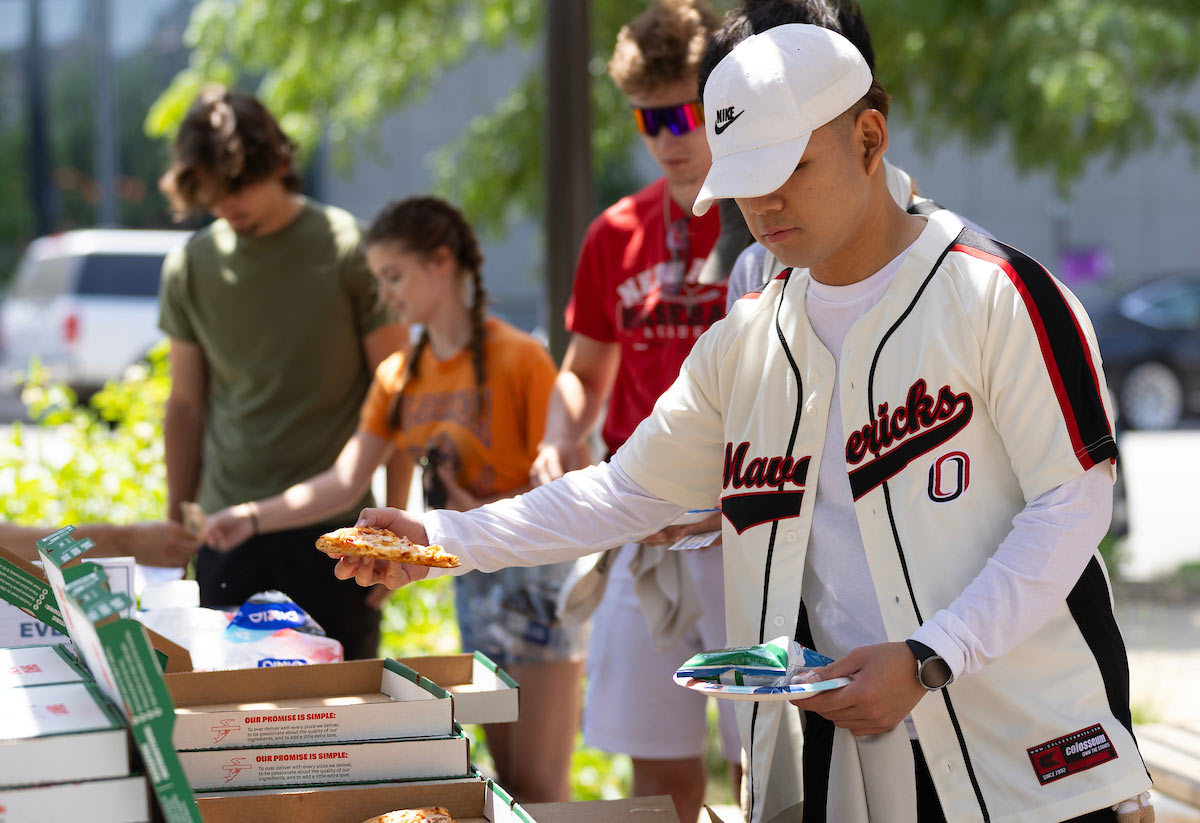 University of Nebraska at Omaha students and ILUNO (Intensive Language at UNO) students participate in the Discover with Durango event at the College World Series.