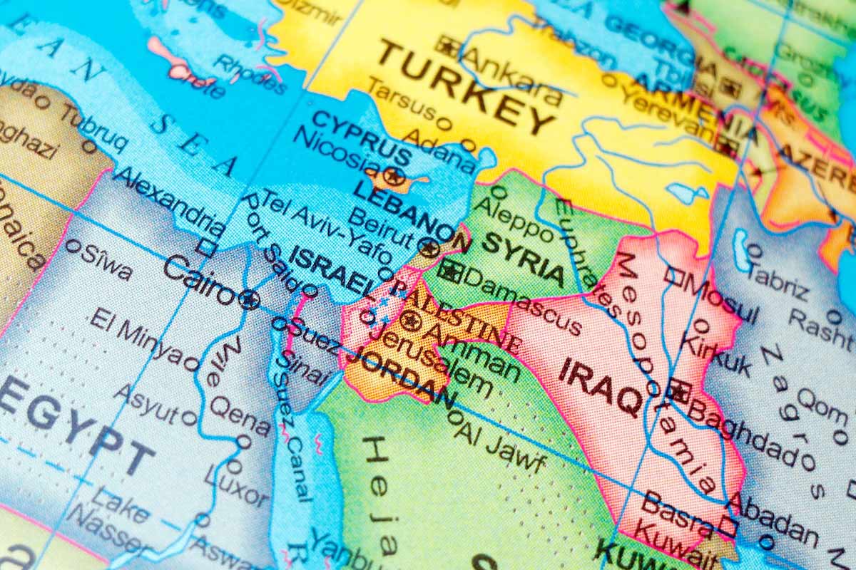 Map of the middle east.