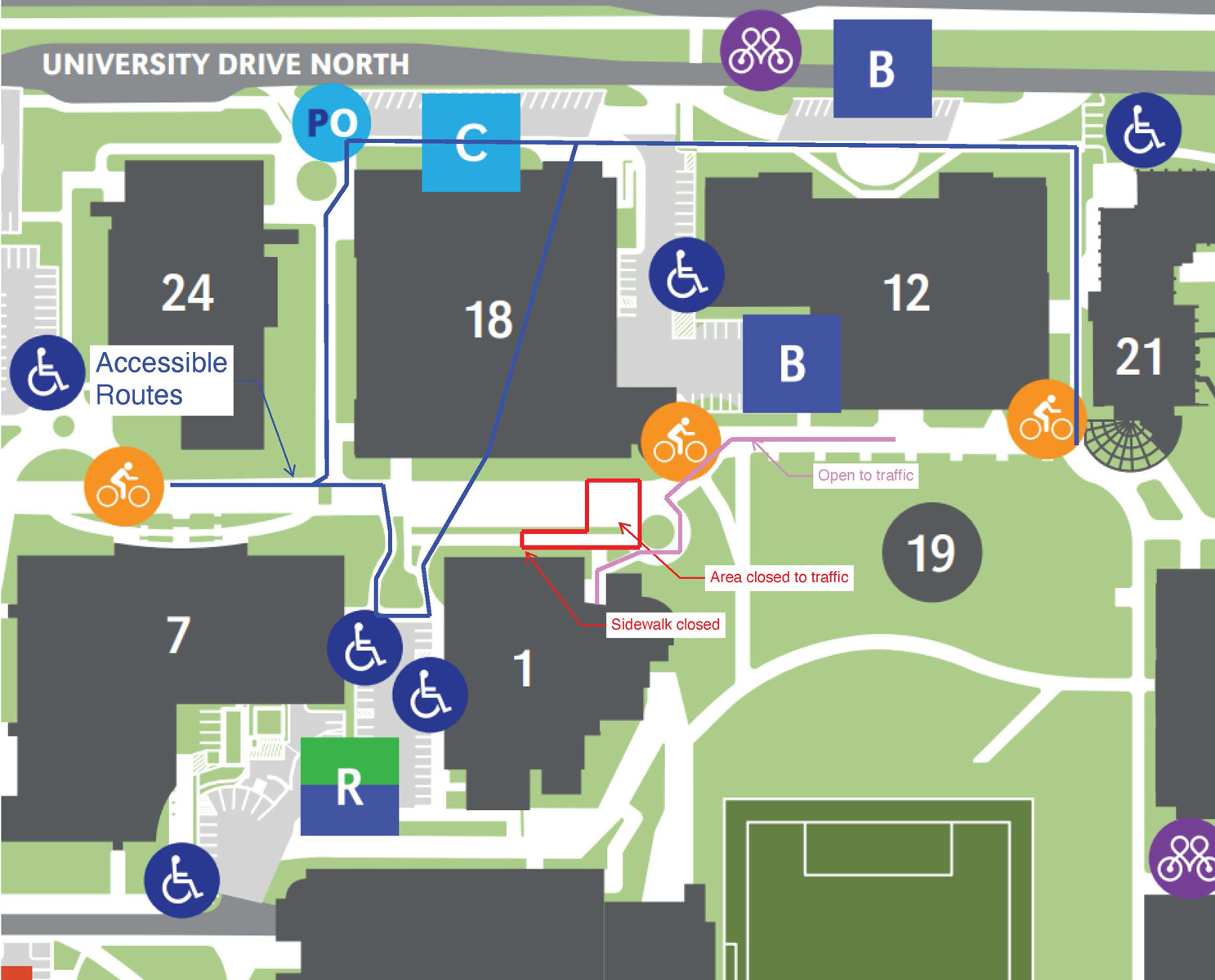 map of construction on Dodge Campus