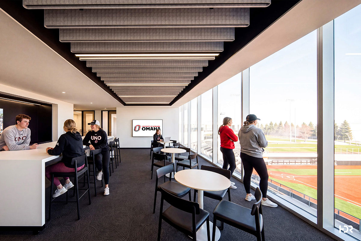 A rendering of the new baseball and softball clubhouse at Maverick Park. The Board of Regents approved the clubhouse’s intermediate design report on Thursday. (Artist's rendering/courtesy of HDR)