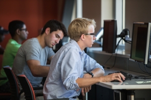 student on a computer