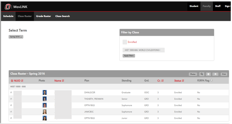 class roster example