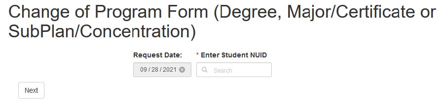 change of program eform screenshot 1