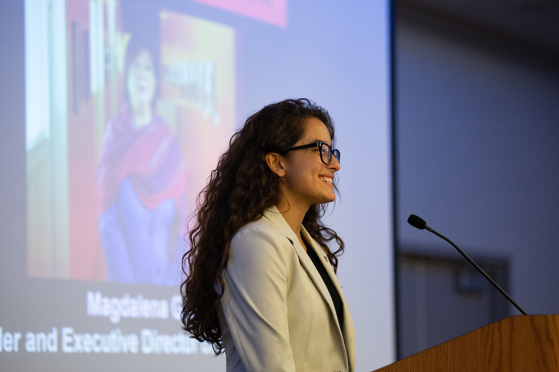 Member of student government speaking.