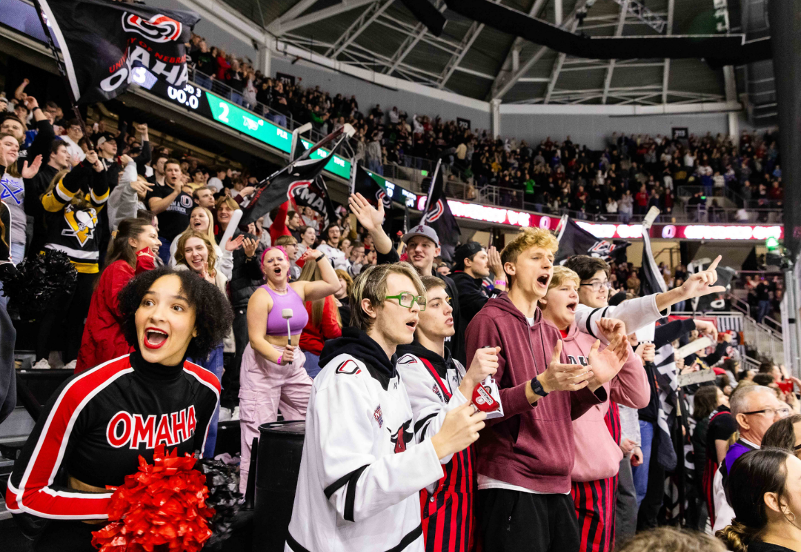 UNO students cheering at a game