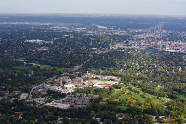 an aerial view of the uno campus 
